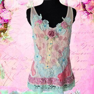 Pink Rose Boudoir Blouse | Roselani Jasmin | Size Small - Medium